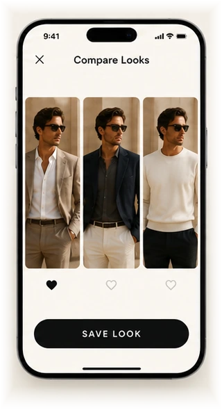Three looks compared side by side